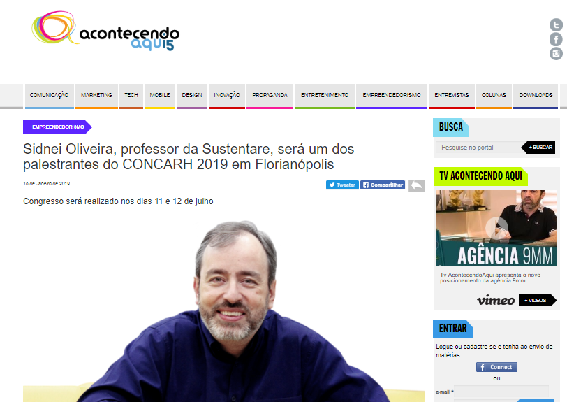 Acontecendo Aqui destaca participação de professor da Sustentare no CONCARH 2019