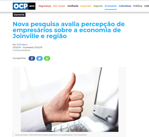 OCP News destaca realização de pesquisa ICES neste 1° trimestre