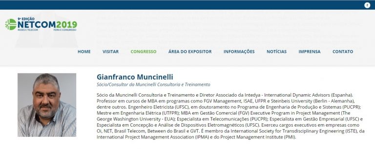 Professor da Sustentare participa do Netcom 2019, congresso de telecomunicações e TI