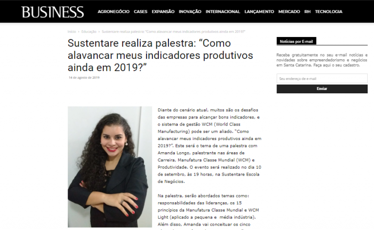 Palestra “Como alavancar meus indicadores produtivos ainda em 2019” é destaque na Business