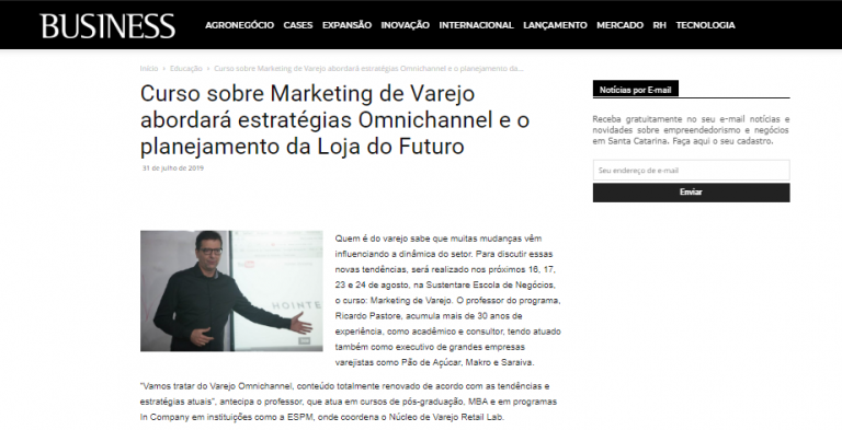 Curso: Marketing de Varejo, sobre Omnichannel, é destaque na Revista Business