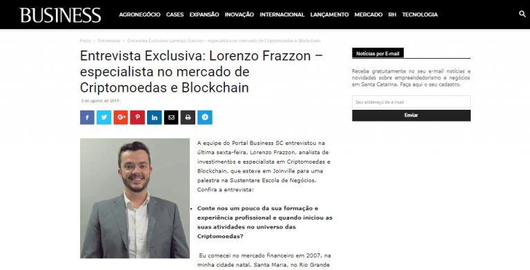 Professor Lorenzo Frazzon concede entrevista exclusiva à revista Business sobre Criptomoedas