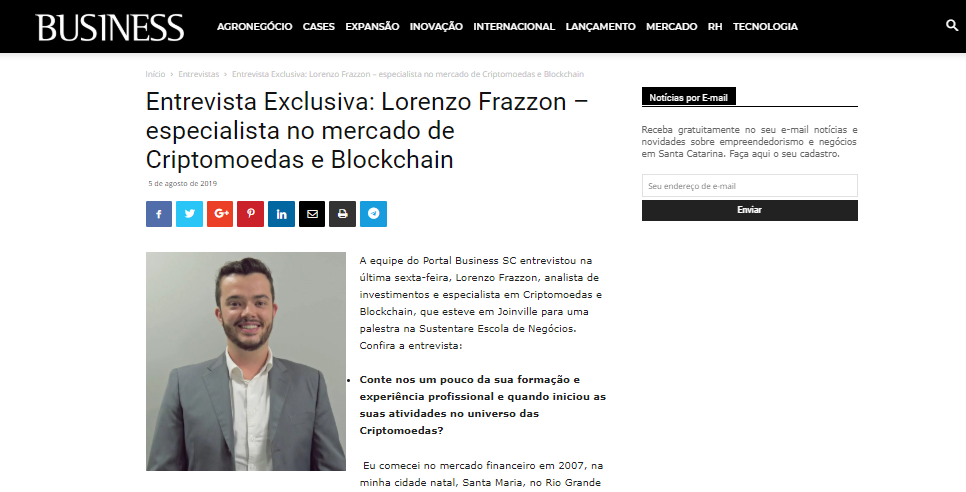 Professor Lorenzo Frazzon concede entrevista exclusiva à revista Business sobre Criptomoedas