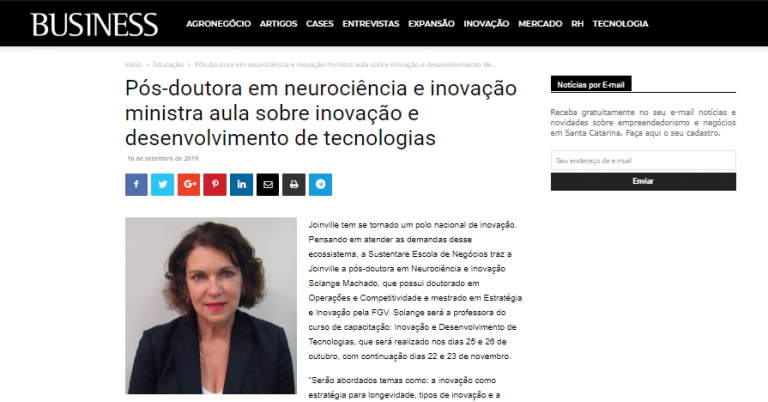 Revista Business divulga curso com pós-doutora em neurociência e inovação na Sustentare