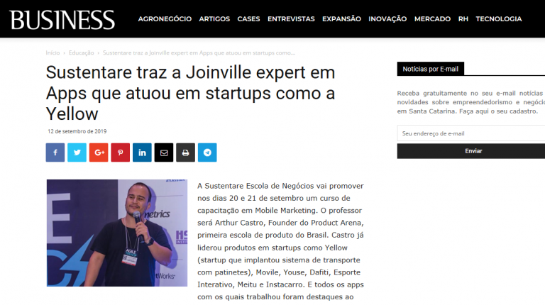 Revista Business divulga aula na Sustentare com expert em Apps