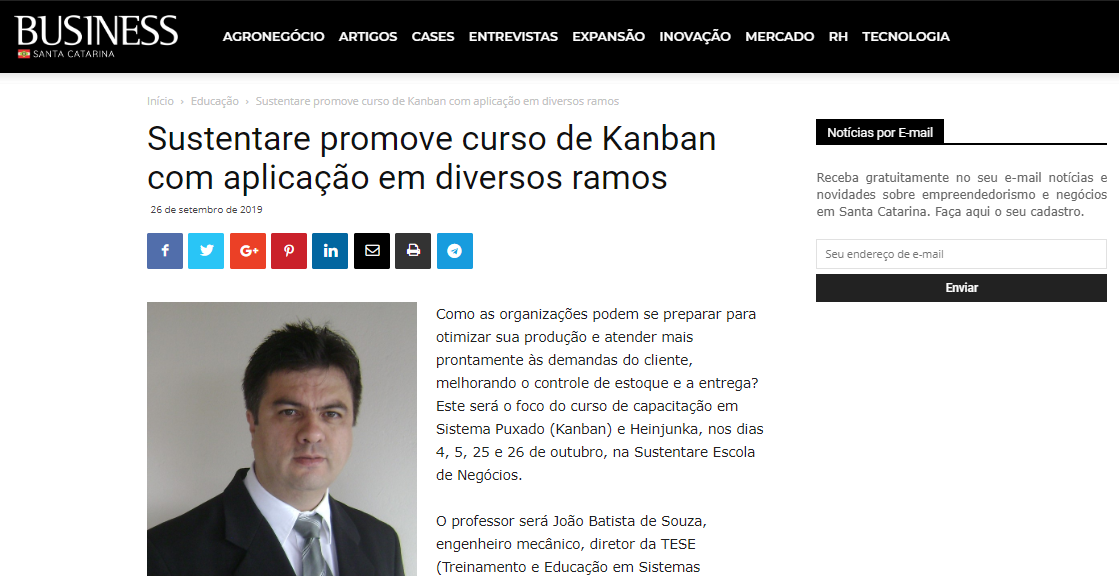 Revista Business publica matéria sobre o curso de Kanban da Sustentare 