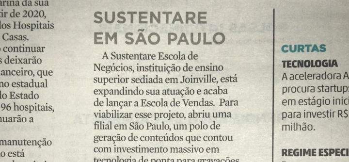 Sustentare abre filial em São Paulo e é destaque na coluna do Claudio Loetz