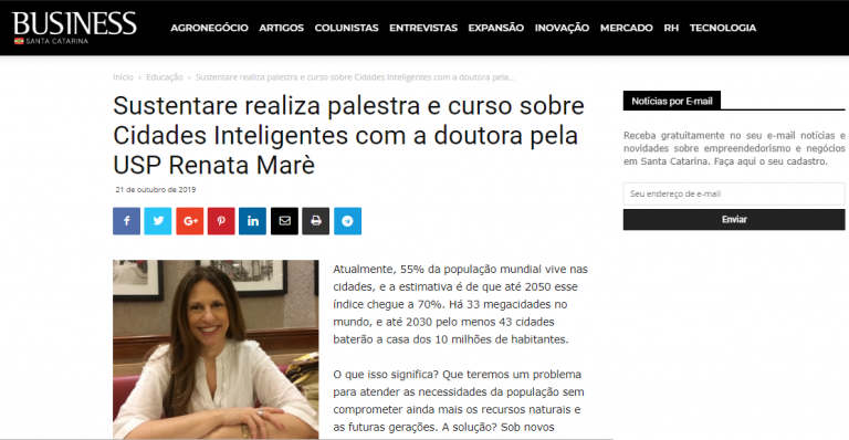 Revista Business destaca curso e palestra sobre Cidades Inteligentes