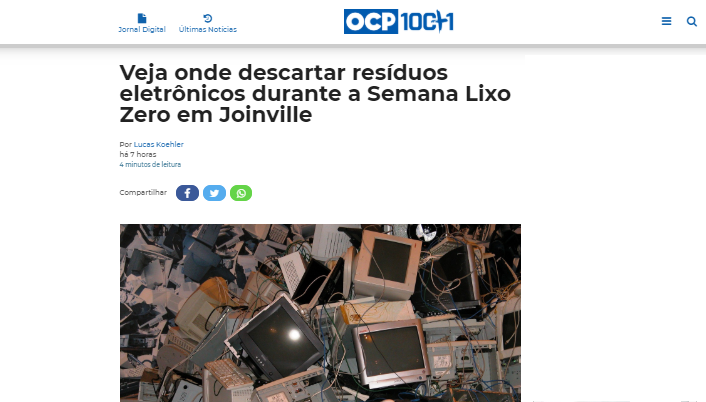 OCP News destaca Sustentare como ponto de coleta de lixo eletrônico 