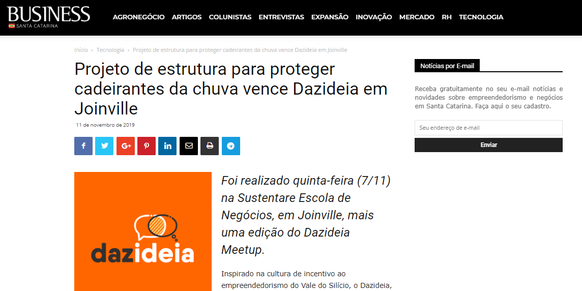 Projeto Brigachuva, vencedor do Dazideia realizado na Sustentare, é destaque na Business