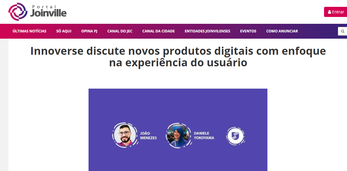 Portal Joinville divulga Innoverse sobre UX com profissionais do Nubank e Conta Azul